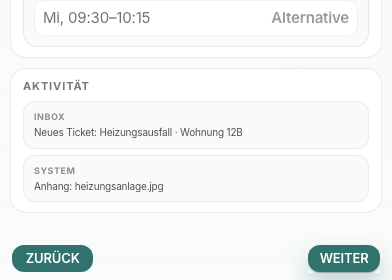 Inbox mit neuen Meldungen und Updates