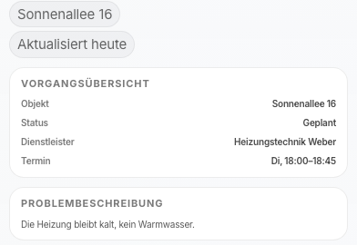 Abschluss mit Checkliste und Erledigungsbericht